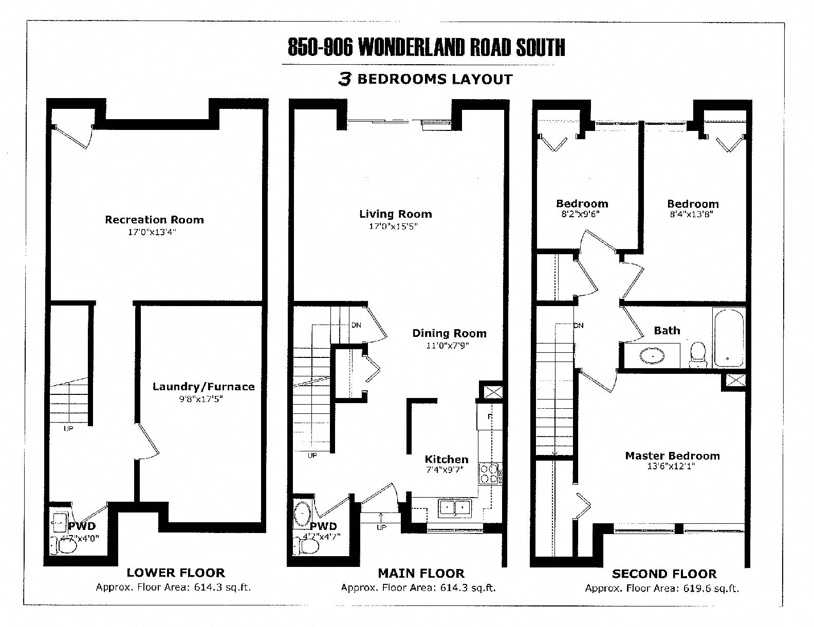 Floor plan for 3 beds, 3 baths, 1848 sqft